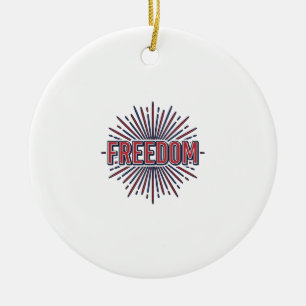 Freedom Patriotic Firework Vector Shirt Design_1 Ceramic Tree Decoration