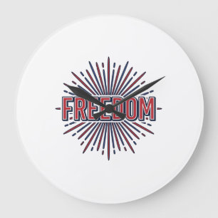 Freedom Patriotic Firework Vector Shirt Design_1 Large Clock