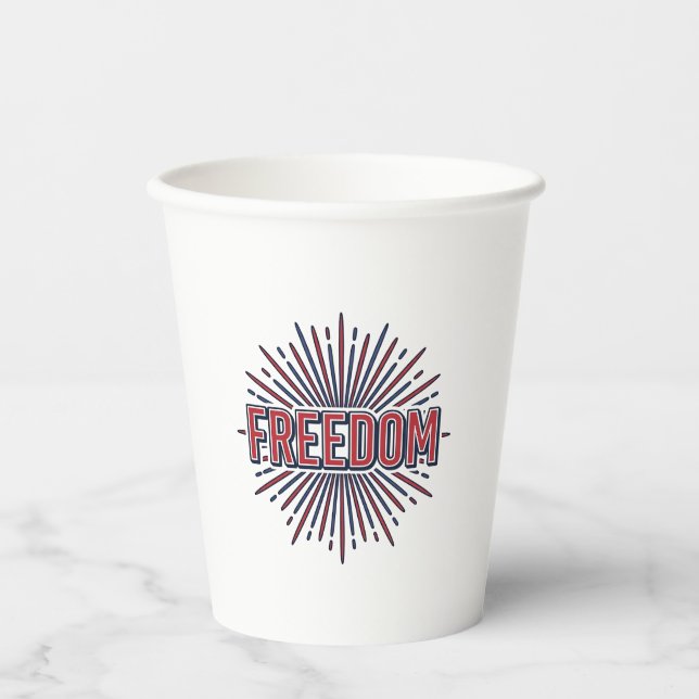 Freedom Patriotic Firework Vector Shirt Design_1 Paper Cups (Front)