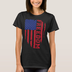 Freedom Patriotic Veteran USA Flag American Memori T-Shirt