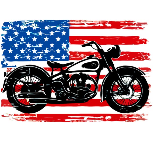 Freedom Ride: USA Flag with Motorcycle T-Shirt (Freedom Ride: USA Flag with Motorcycle)
