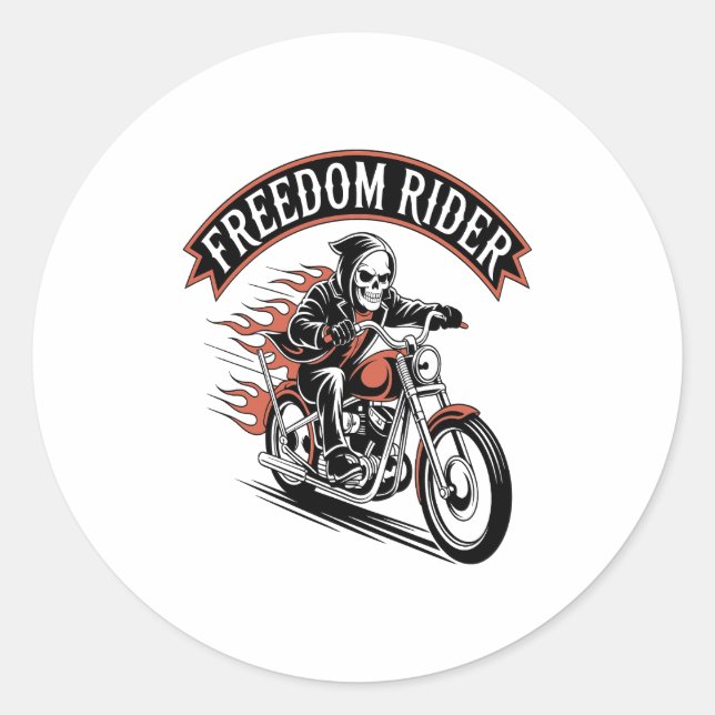 FreeDom Rider Biker Classic Round Sticker (Front)
