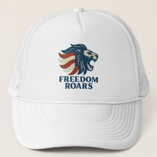 Freedom Roars Patriotic Lion Trucker Hat