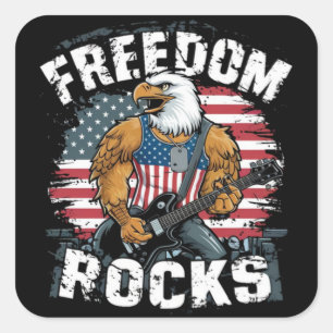 Freedom Rocks Patriotic USA T-Shirt Square Sticker