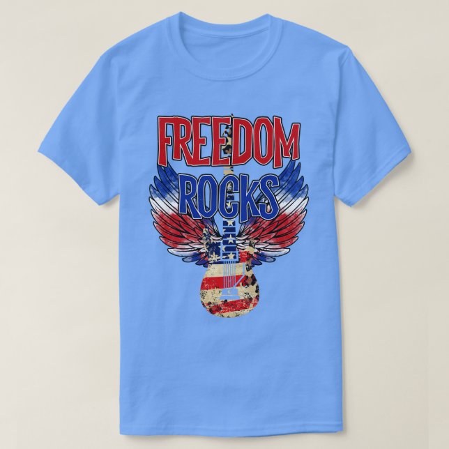 freedom rocks usa america 4th of july T-Shirt (Design Front)
