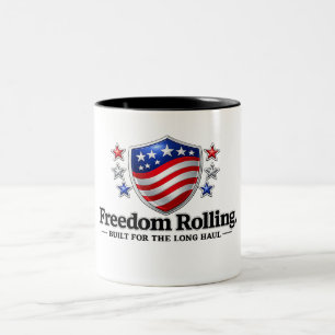 Freedom Rolling Patriotic Shield Logo American F Two-Tone Coffee Mug