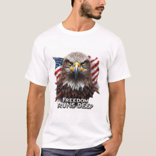Freedom Runs Deep Patriotic USA Pride Decal T-Shirt