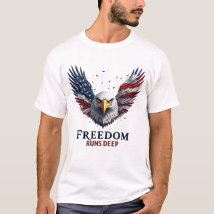 Freedom Runs Deep Patriotic USA Pride Decal T-Shirt