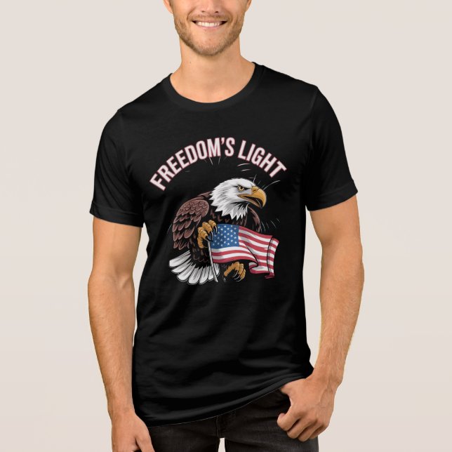 Freedom’s Light Bald Eagle USA T-Shirt Tri-Blend Shirt (Front)