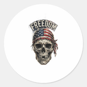 Freedom Skull — American Flag Classic Round Sticker