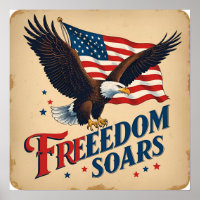 Freedom Soars Eagle Parchment Poster Print