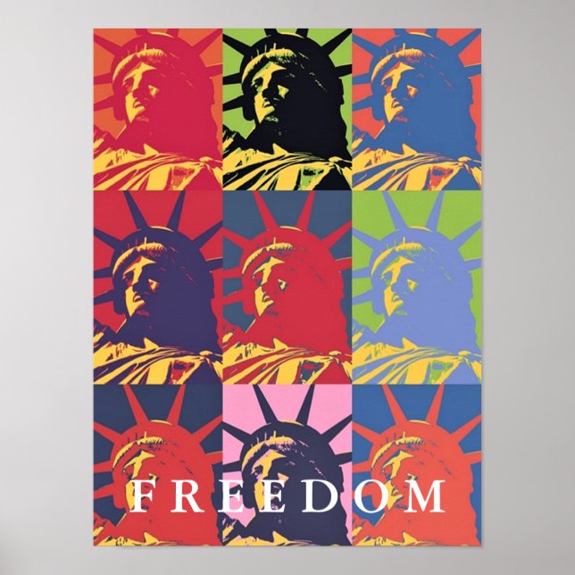Freedom Statue of Liberty Pop Art Poster (Front)