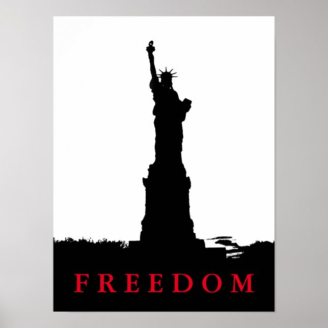 Freedom Statue of Liberty Silhouette Poster Print (Front)