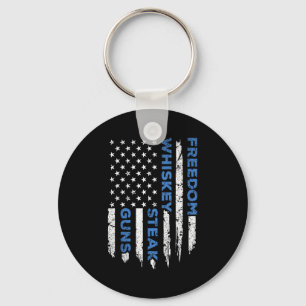 Freedom steak & guns american flag patriotic key ring