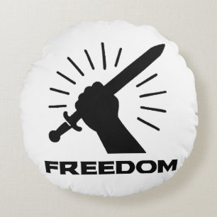 freedom sword graphic round cushion