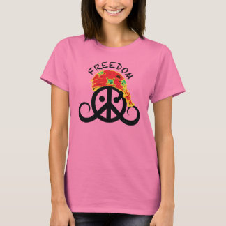 Freedom T-shirt (women's ringer; pirate bandanna ;