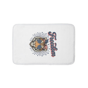 Freedom Tiger Patriotic Vintage Engraving Shirt_1 Bath Mat