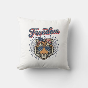 Freedom Tiger Patriotic Vintage Engraving Shirt_1 Cushion