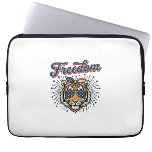 Freedom Tiger Patriotic Vintage Engraving Shirt_1 Laptop Sleeve