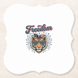 Freedom Tiger Patriotic Vintage Engraving Shirt_1 Paper Coaster
