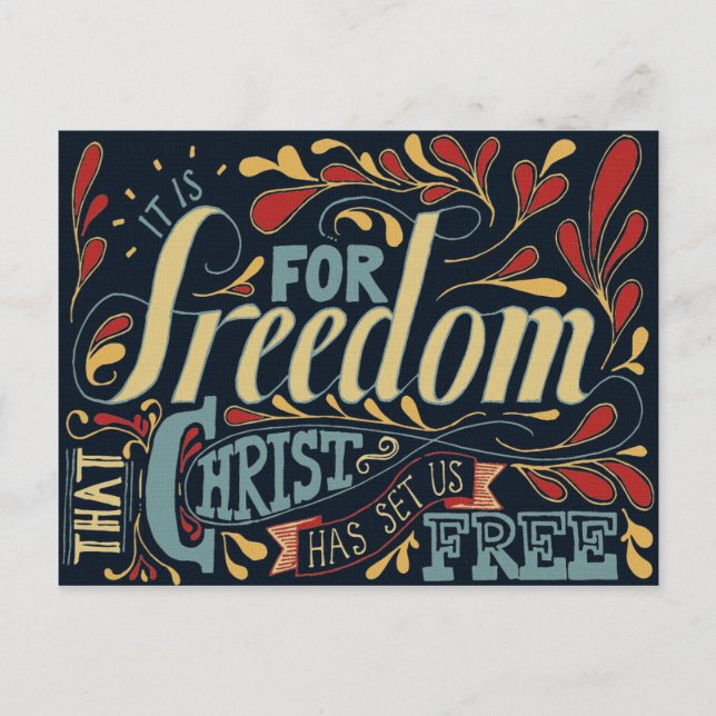 Freedom Typography Artwork Postcard (Front)