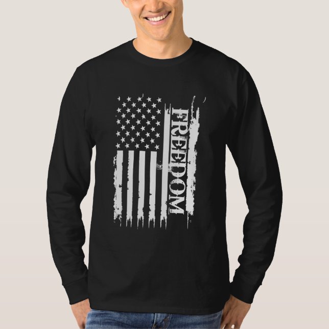 Freedom United States Distressed w US Flag T-Shirt (Front)