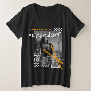 Freedom Urban style Street wear USA black Plus Size T-Shirt