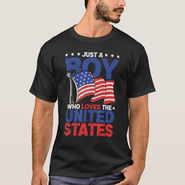 Freedom Us Flag Boys Patriotic American 4th Of Jul T-Shirt (Front)