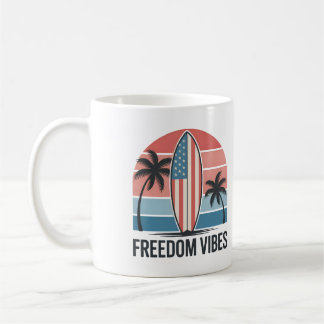 Freedom Vibes 4th of July Patriotic Summer Coffee Mug