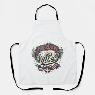 Freedom Vibes Vintage Patriotic T-Shirt Design_1 Apron