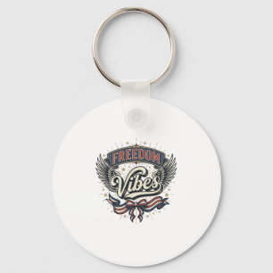 Freedom Vibes Vintage Patriotic T-Shirt Design_1 Key Ring