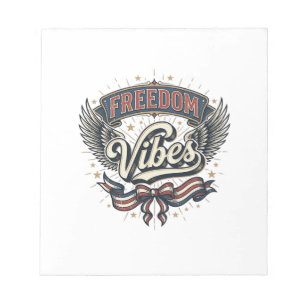 Freedom Vibes Vintage Patriotic T-Shirt Design_1 Notepad