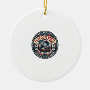 Freedom Vinyl Patriotic Patriotic Vinyl Record Mus Ceramic Tree Decoration