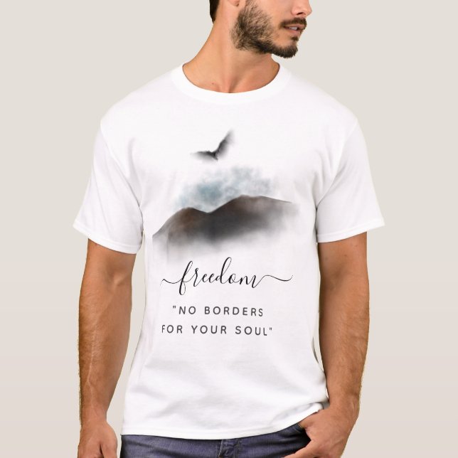 Freedom Watercolor Eagle Mountains T-Shirt (Front)