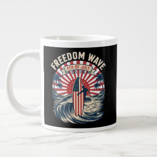 Freedom Wave 4th Of July Large Coffee Mug