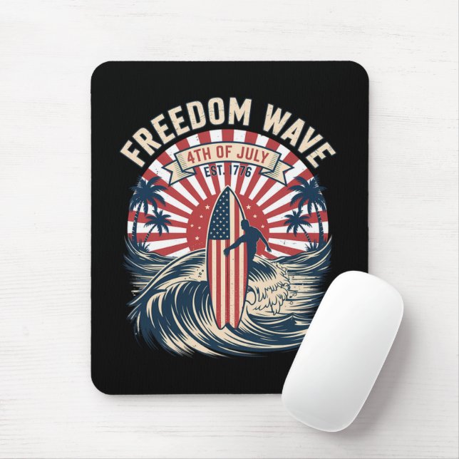 Freedom Wave 4th Of July Mouse Pad (With Mouse)