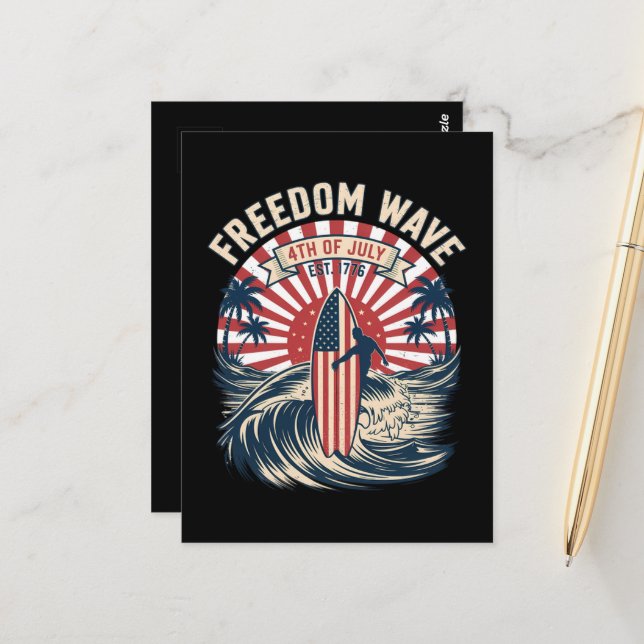 Freedom Wave 4th Of July Postcard (Front/Back In Situ)