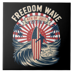 Freedom Wave 4th Of July Tile