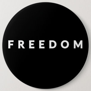 Freedom White Text 6 Cm Round Badge