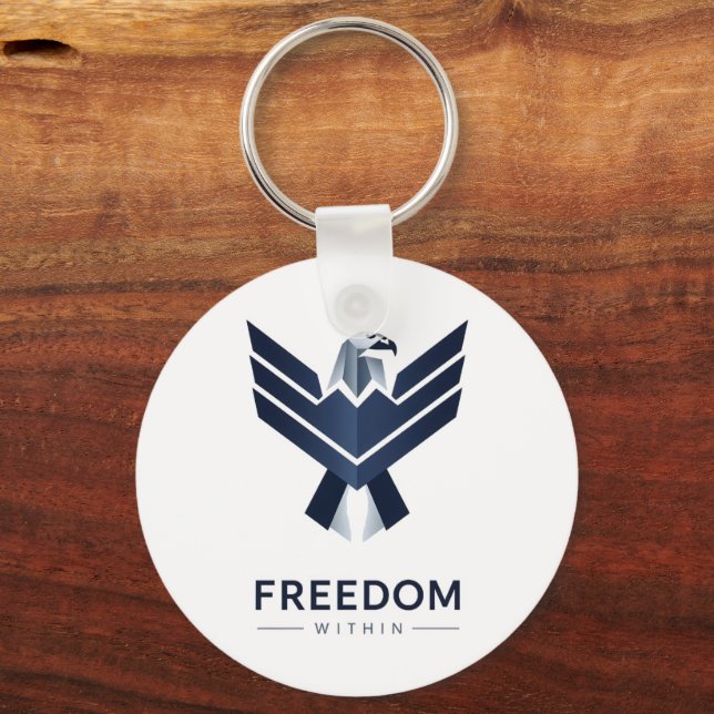 "Freedom Within" Modern Geometric Eagle Key Ring (Front)