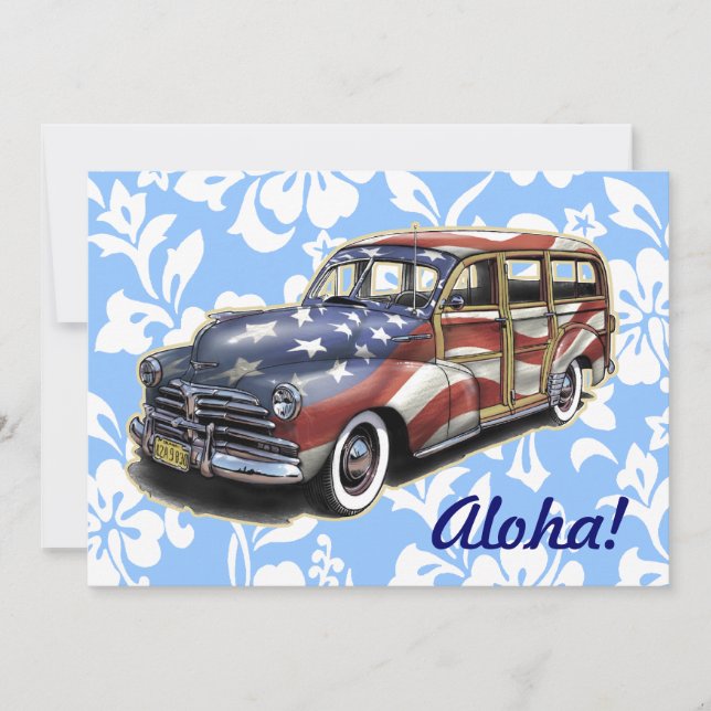 Freedom Woody Hawaiian Party Invitations (Front)