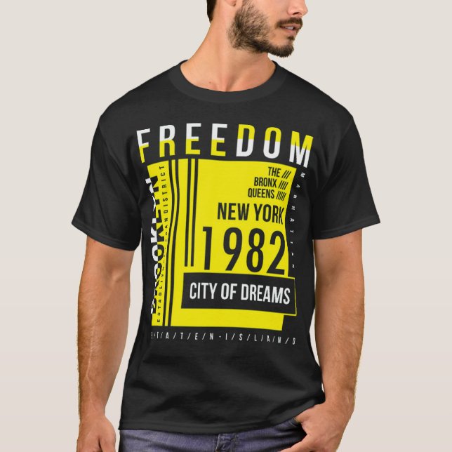 Freedom yellow colour T-Shirt (Front)