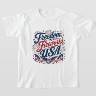 FreedomFireworksUSA–Vintage Patriotic 4th of July T-Shirt