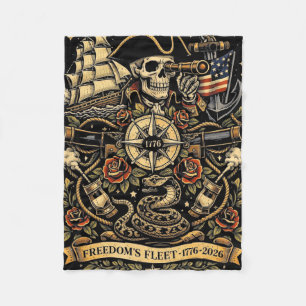 Freedom's Fleet 1776 Patriotic Freedom Vintage Usa Fleece Blanket