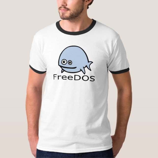 FreeDos Fish - Blue with Name T-Shirt (Front)