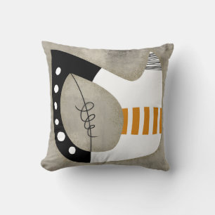 Freeform - Orange Black and White Throw Pillow