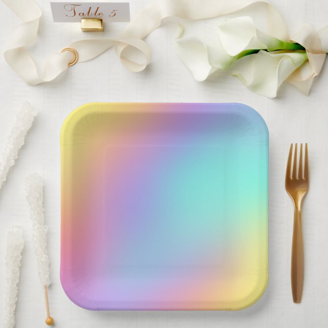 Freeform Pastel Gradient Square Paper Plates (Wedding)