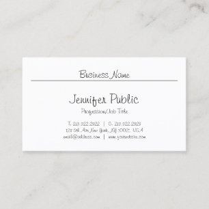Freehand Script Minimalistic Chic Modern Plain Top Business Card