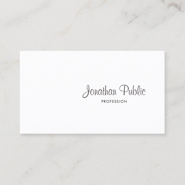 Freehand Script Modern Elegant Design Cool Plain Business Card (Front)