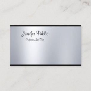 Freehand Script Silver Look Modern Minimal Plain Business Card